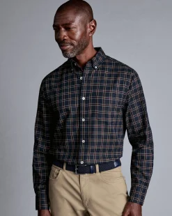 Best Sale Charles Tyrwhitt Button-Down Collar Non-Iron Twill Triple Windowpane Shirt - Burnt Orange