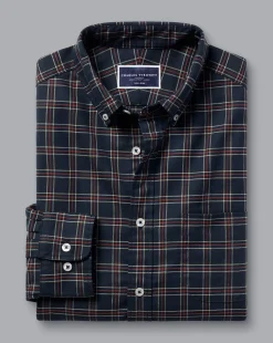 Best Sale Charles Tyrwhitt Button-Down Collar Non-Iron Twill Triple Windowpane Shirt - Burnt Orange