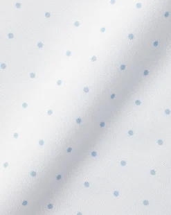 Flash Sale Charles Tyrwhitt Button-Down Collar Spot Print Short Sleeve Shirt - White & Blue Sky