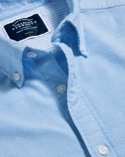 Flash Sale Charles Tyrwhitt Button-Down Collar Washed Oxford Shirt - Blue Sky