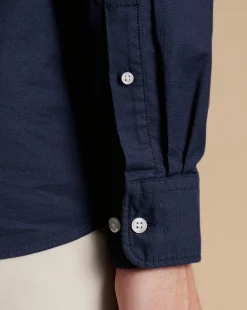 Store Charles Tyrwhitt Button-Down Collar Washed Oxford Shirt - Blue Navy