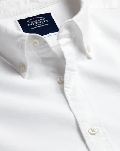 Store Charles Tyrwhitt Button-Down Collar Washed Oxford Shirt - White