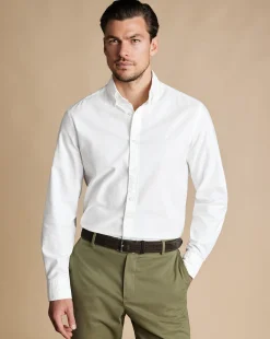Store Charles Tyrwhitt Button-Down Collar Washed Oxford Shirt - White