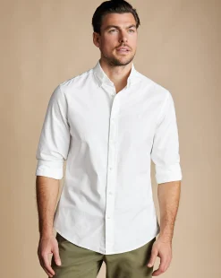 Store Charles Tyrwhitt Button-Down Collar Washed Oxford Shirt - White