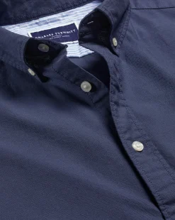 Hot Charles Tyrwhitt Button-Down Collar Washed Oxford Plain Shirt - Heather Blue