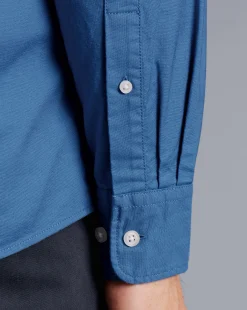 Discount Charles Tyrwhitt Button-Down Collar Washed Oxford Shirt - Ocean Blue