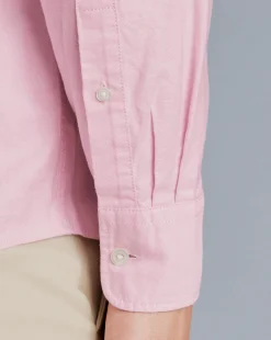 Best Charles Tyrwhitt Button-Down Collar Washed Oxford Plain Shirt - Pink