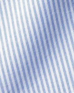 Best Charles Tyrwhitt Button-Down Collar Washed Oxford Stripe Shirt - Ocean Blue