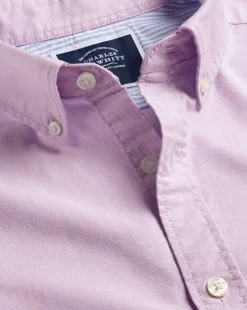 Shop Charles Tyrwhitt Button-Down Collar Washed Oxford Shirt - Purple Violet