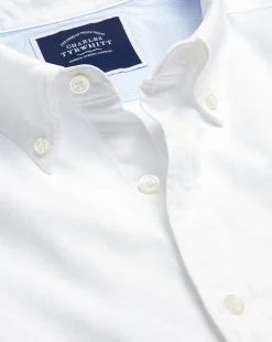 Flash Sale Charles Tyrwhitt Button-Down Collar Washed Oxford Shirt With Pocket - White