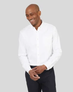 Flash Sale Charles Tyrwhitt Button-Down Collar Washed Oxford Shirt With Pocket - White