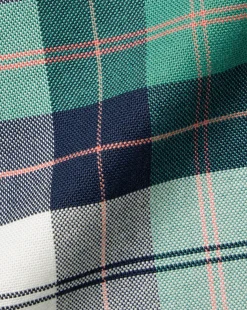 Best Charles Tyrwhitt Button-Down Collar Washed Oxford Check Shirt - Teal Green