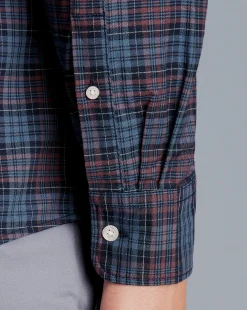 Cheap Charles Tyrwhitt Button-Down Collar Washed Oxford Check Shirt - Blackberry Blackberry Purple
