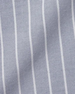 Outlet Charles Tyrwhitt Button-Down Collar Washed Oxford Butchers Stripe Shirt - Steel Blue