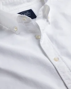 Hot Charles Tyrwhitt Button-Down Collar Washed Oxford Short Sleeve Shirt - White