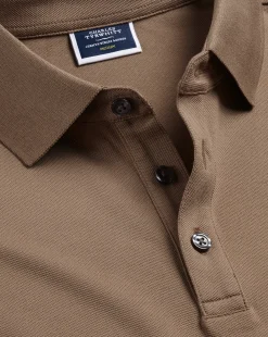 New Charles Tyrwhitt Tyrwhitt Long Sleeve Pique Polo Camel