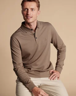 New Charles Tyrwhitt Tyrwhitt Long Sleeve Pique Polo Camel