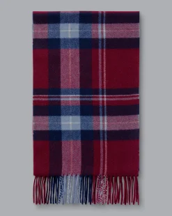 Hot Charles Tyrwhitt Cashmere Check Scarf - Dark Red