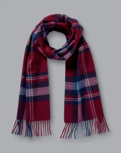 Hot Charles Tyrwhitt Cashmere Check Scarf - Dark Red