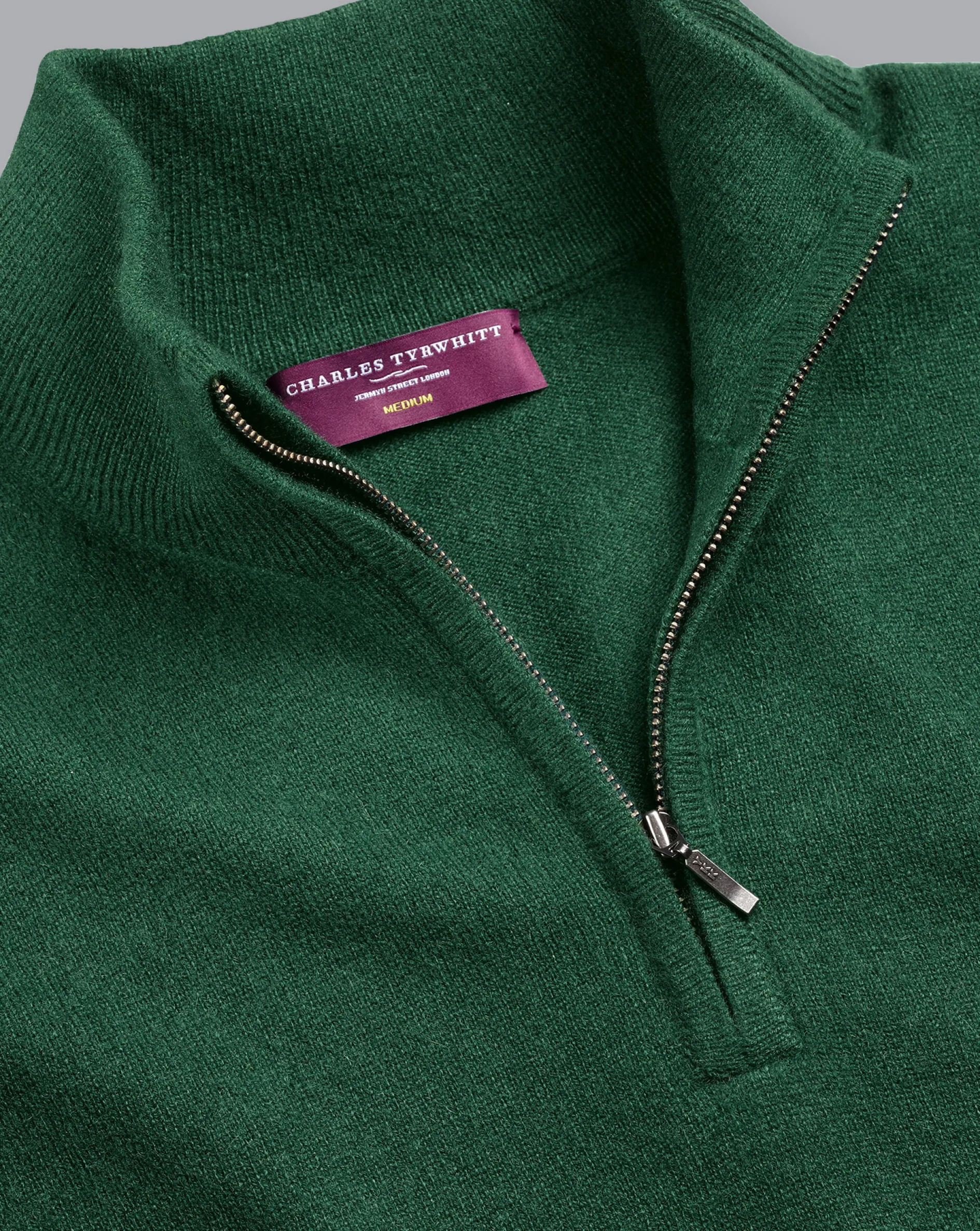 Flash Sale Charles Tyrwhitt Cashmere Quarter Zip Sweater - Dark Green
