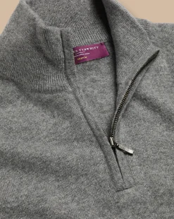 Online Charles Tyrwhitt Cashmere Quarter Zip Sweater - Grey