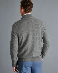 Online Charles Tyrwhitt Cashmere Quarter Zip Sweater - Grey