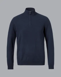 Discount Charles Tyrwhitt Cashmere Quarter Zip Sweater - Navy