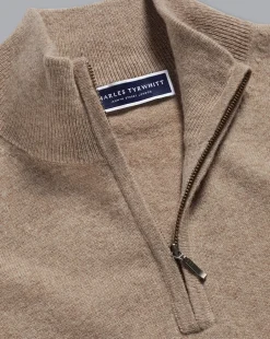 Flash Sale Charles Tyrwhitt Cashmere Quarter Zip Sweater - Oatmeal