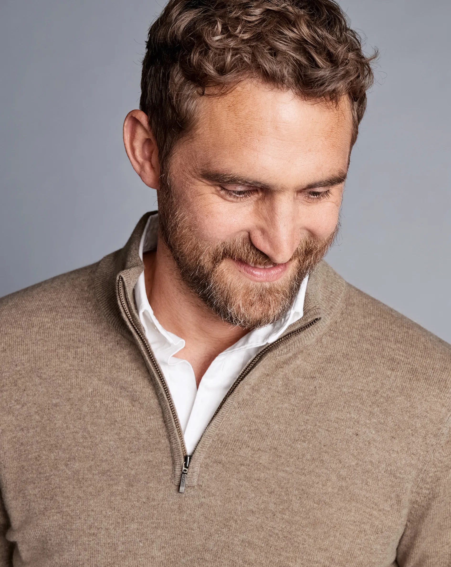 Flash Sale Charles Tyrwhitt Cashmere Quarter Zip Sweater - Oatmeal