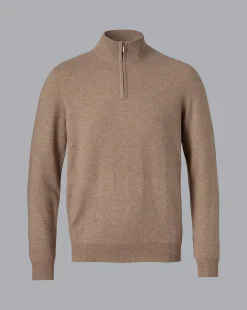 Flash Sale Charles Tyrwhitt Cashmere Quarter Zip Sweater - Oatmeal