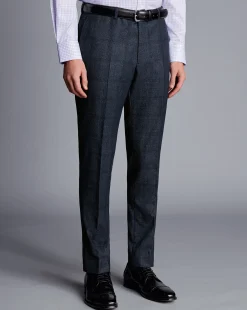 Cheap Charles Tyrwhitt Check Suit Pants - Denim Blue