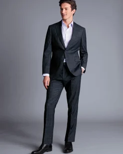 Cheap Charles Tyrwhitt Check Suit Pants - Denim Blue