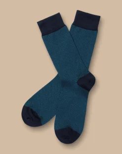 Online Charles Tyrwhitt Chevron Socks - Atlantic Green