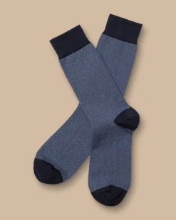Fashion Charles Tyrwhitt Chevron Socks - Steel Blue