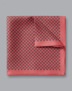 Best Charles Tyrwhitt Circle Print Silk Pocket Square - Coral Pink