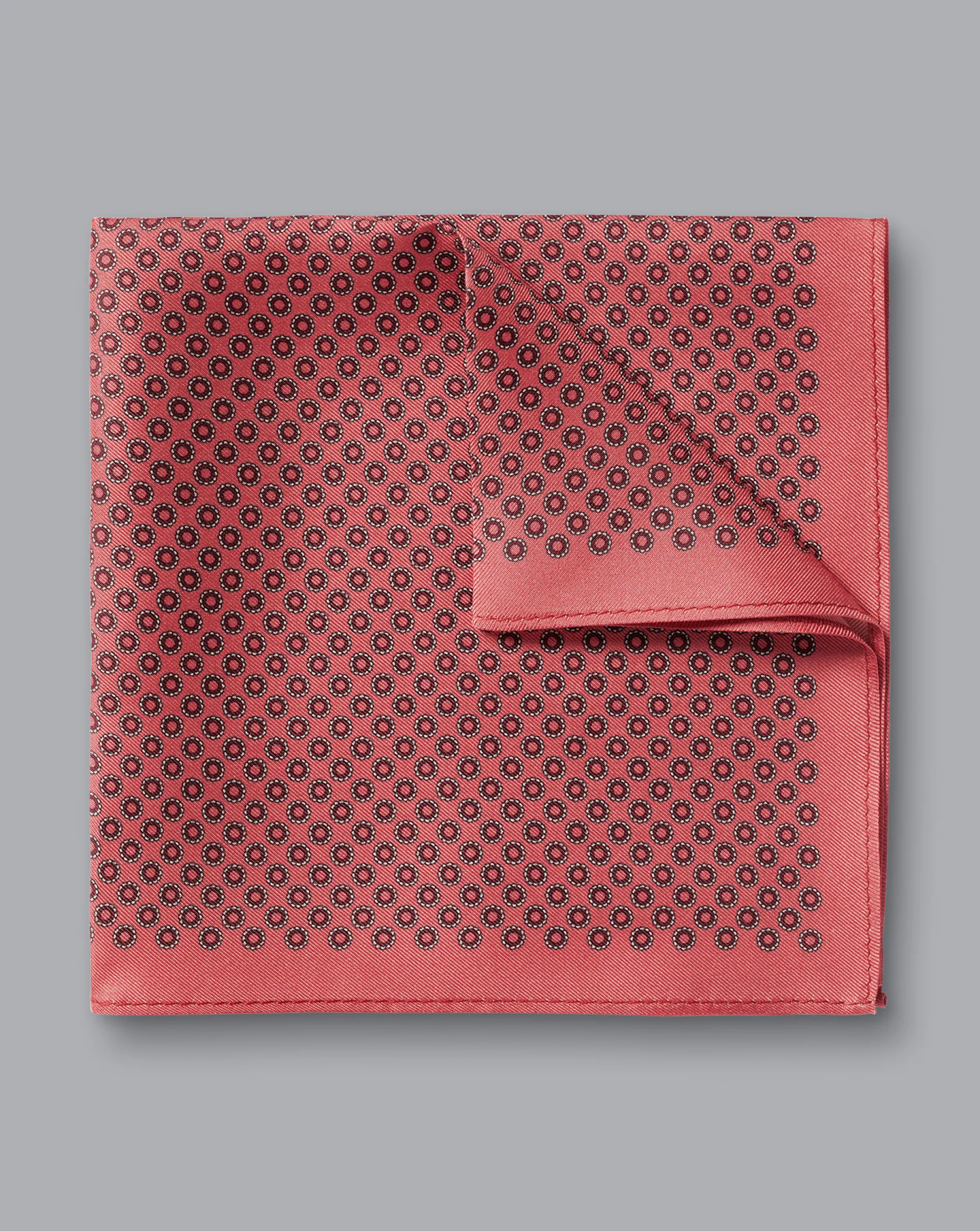 Best Charles Tyrwhitt Circle Print Silk Pocket Square - Coral Pink