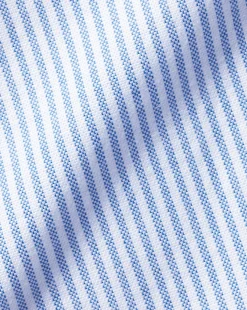 Cheap Charles Tyrwhitt Collarless Stretch Washed Oxford Stripe Shirt - Ocean Blue