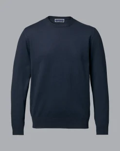 Clearance Charles Tyrwhitt Combed Cotton Crew Neck Sweater - Dark Navy