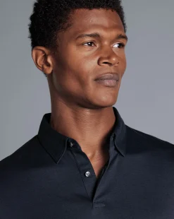 Cheap Charles Tyrwhitt Combed Cotton Long Sleeve Polo - Dark Navy