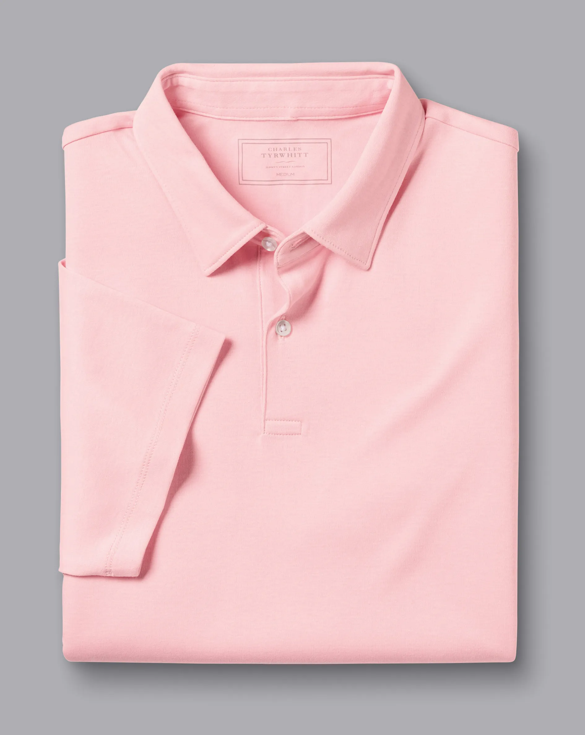 Shop Charles Tyrwhitt Combed Cotton Polo - Light Pink