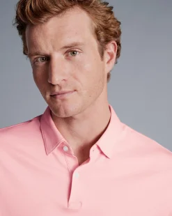 Shop Charles Tyrwhitt Combed Cotton Polo - Light Pink