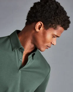 Discount Charles Tyrwhitt Combed Cotton Polo - Green Teal