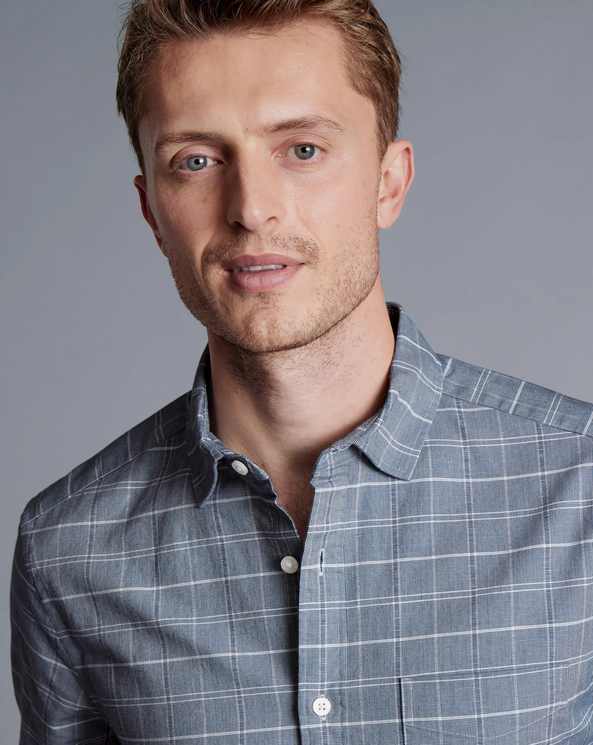 Best Sale Charles Tyrwhitt Cotton Linen Check Short Sleeve Shirt - Petrol Blue