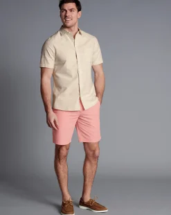 Best Charles Tyrwhitt Cotton Linen Shorts - Light Coral Pink