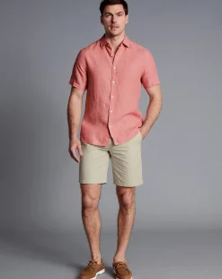 Flash Sale Charles Tyrwhitt Cotton Linen Shorts - Stone