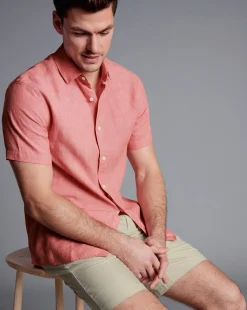 Flash Sale Charles Tyrwhitt Cotton Linen Shorts - Stone