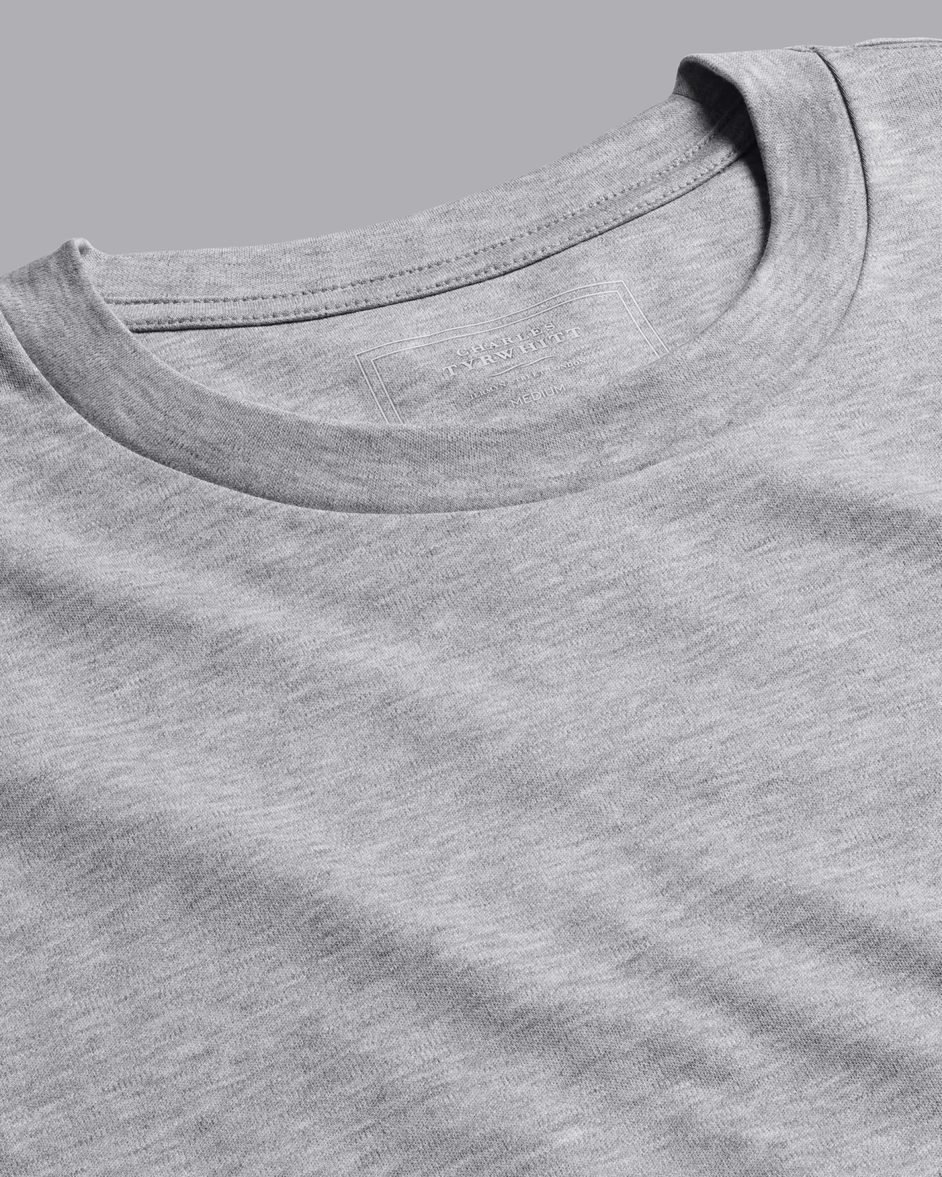 New Charles Tyrwhitt Cotton Long Sleeve Tyrwhitt T-Shirt - Marl Grey