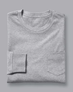 New Charles Tyrwhitt Cotton Long Sleeve Tyrwhitt T-Shirt - Marl Grey