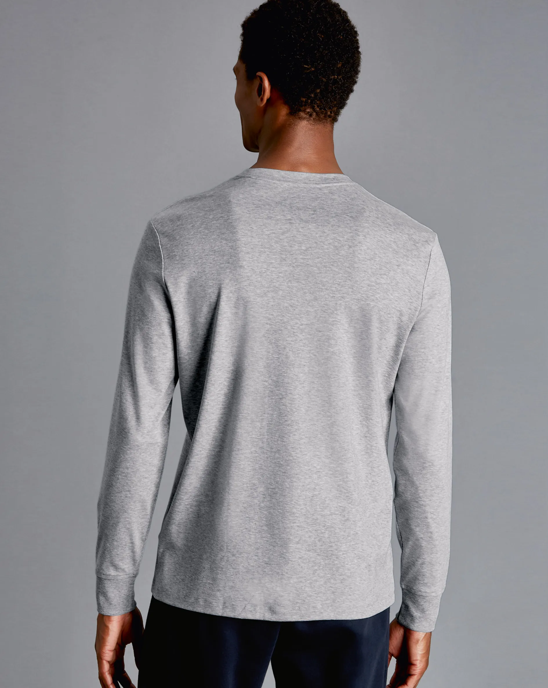 New Charles Tyrwhitt Cotton Long Sleeve Tyrwhitt T-Shirt - Marl Grey