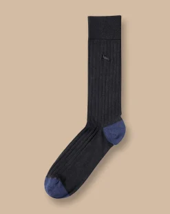 Cheap Charles Tyrwhitt Cotton Rib Socks - Black